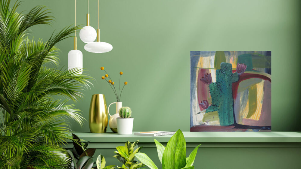 green wall mockup with green plant shelf3d rendering2 2 scaled
