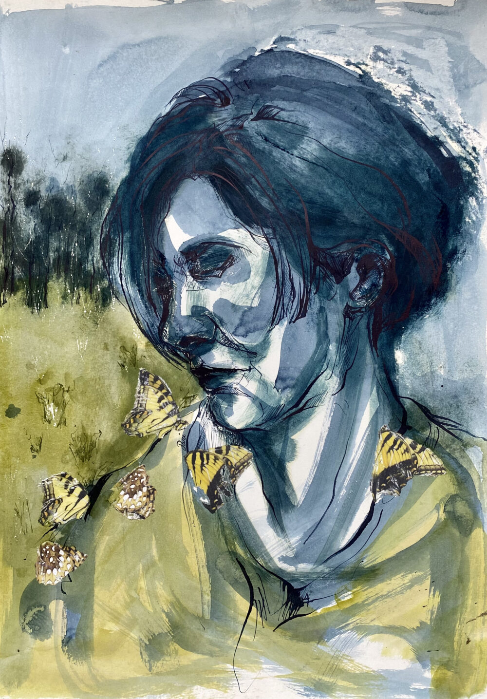 Butterfly boy A2 42 x 59 ink collage