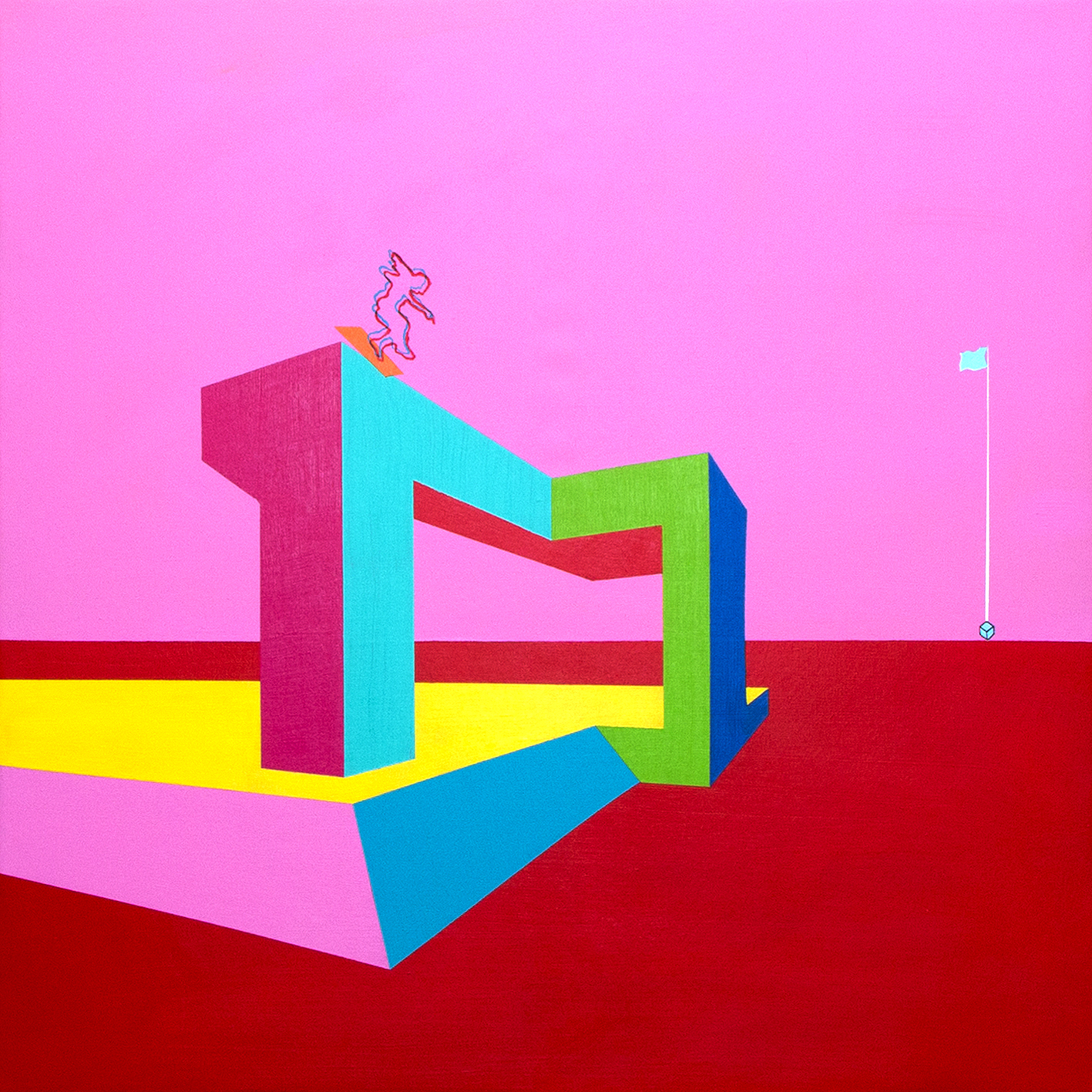 Brave riding on a board 2023 1005x1005cm acrylic on canvas